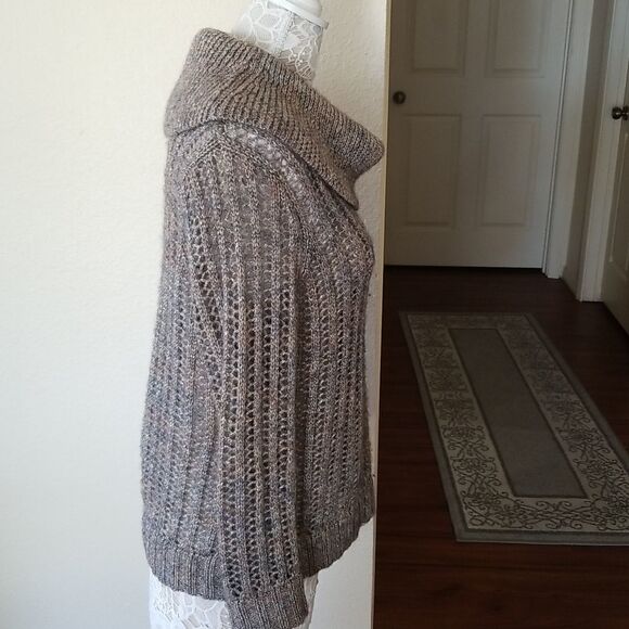 Chico's Wool Blend Cowl Neck Metallic Accent Lightweight Sweater - Picture 3 of 9